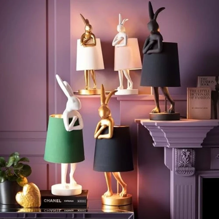 Kare Design Tischleuchte Animal Rabbit, Gold/Schwarz, 50x17x20 cm, Tischlampe, Nachttischlampe, Hasenleuchte, Tiermotiv, Leuchtmittel nicht inklusive, Wohnzimmer – Bild 2