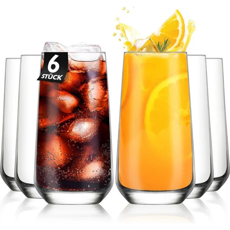 KONZEPT Gläser-Set Trinkgläser-Set, 480 ml, Longdrinkgläser, Cocktailgläser 6/12 teilig, 6-tlg, Ideal für Cocktail, Saft und als Wassergläser