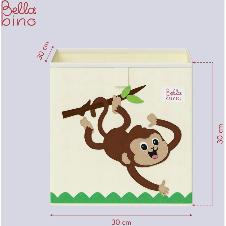 Bellabino 'Helme' Aufbewahrungsbox Affe, aus Oxford-Gewebe, 30 x 30 x 30 cm, beige – Bild 2