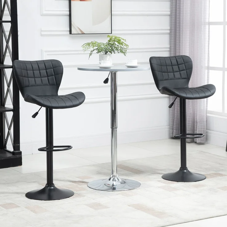 2er-Set Barhocker Retrodesign 47 cm x 51,5 cm x 89–109 cm Schwarz--Schwarz--109x51.5x47cm--YOUDENOVA – Bild 3