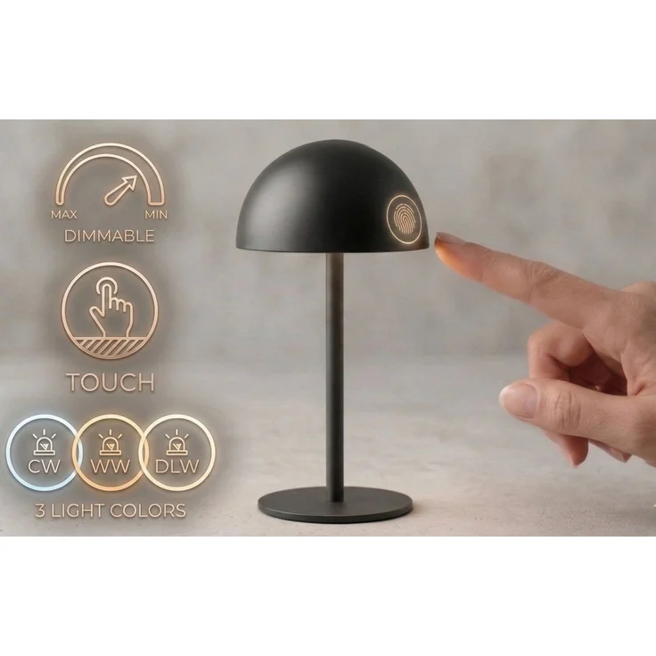 Coen Bakker Deco BV LED Außen-Tischleuchte Touch Tischlampe dimmbar mit Akku, In-/Outdoor, Touch-Funktion, LED fest verbaut, Kaltweiß, Warmweiß, Tageslichtweiß – Bild 4