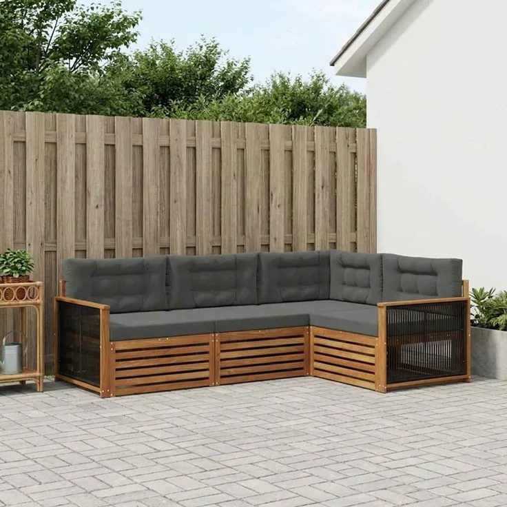 vidaXL Outdoor-Sofagarnitur 4 stk. 4-Sitzer Natur und Anthrazit 3383295