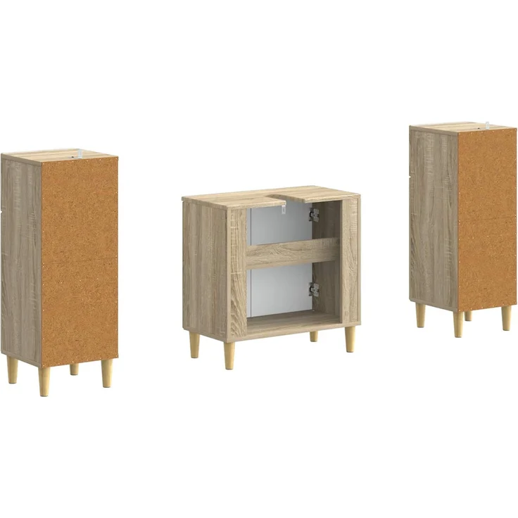 vidaXL 3-teiliges Badezimmer-Schranksystem DELFT 3 stk. Sonoma-Eiche 3418028 – Bild 5