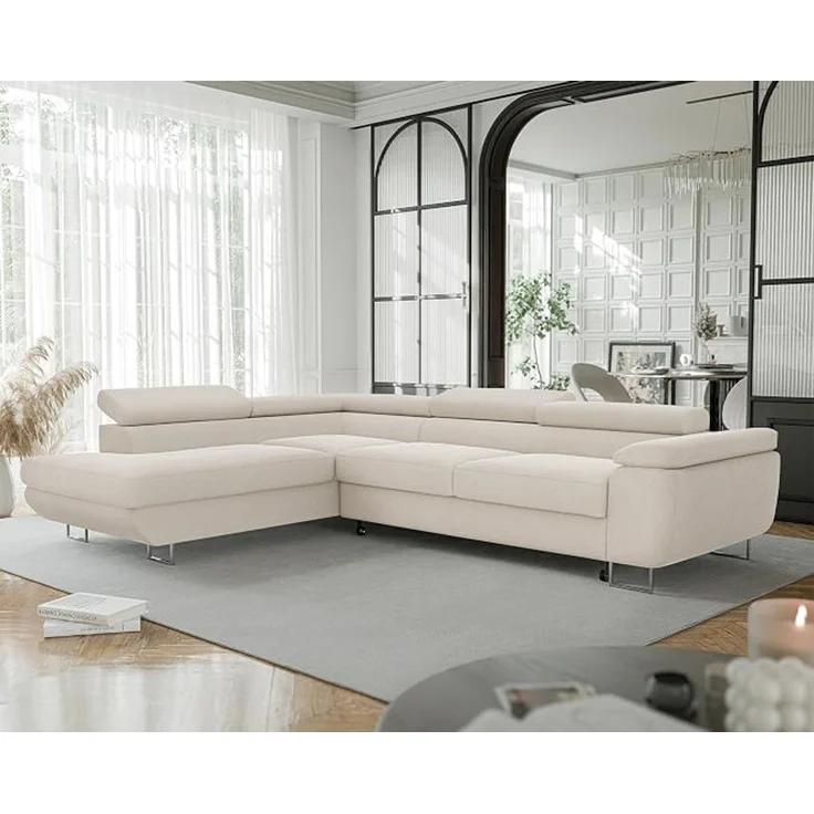 Idohome Ecksofa mit Schlaffunktion und Bettkasten Ausführung links, Beige, 274x203 cm – Bild 2