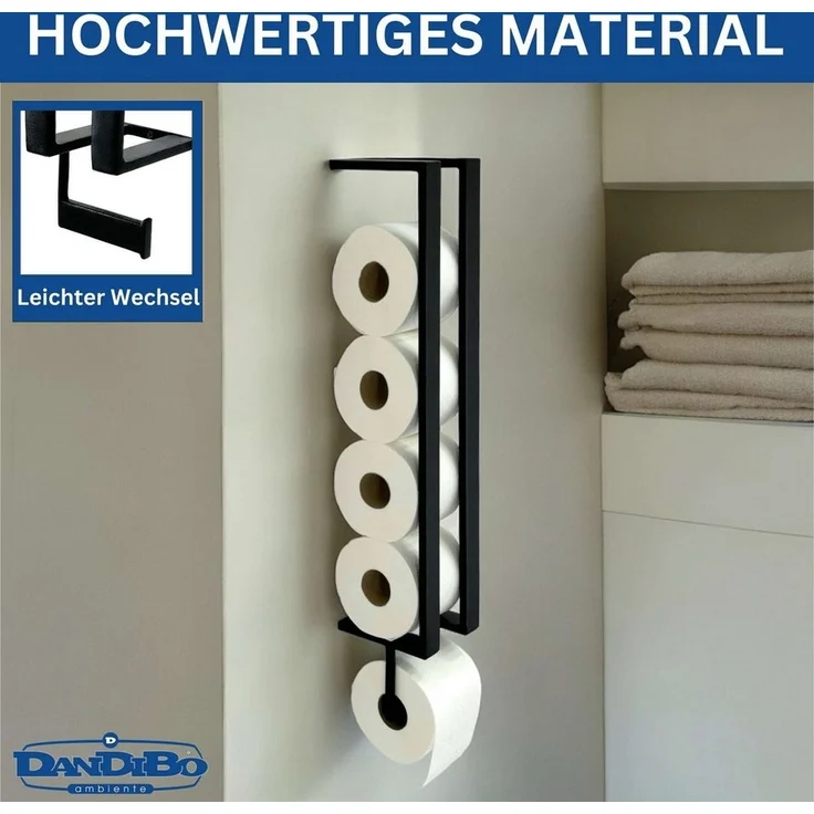 DanDiBo Toiletten-Ersatzrollenhalter Toilettenpapierhalter Schwarz Wand Metall Toilettenpapier Aufbewahrung – Bild 2