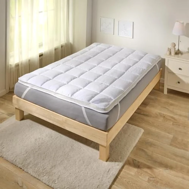 Traumschlaf Duo Matratzentopper Classic 140x200 cm, Höhenverstellbare Polsterung mit Klimaband und Karo-Steppung – Bild 3