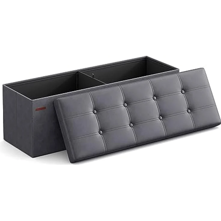 Songmics LSF070G01 Sitztruhe, Sitzbank, Holzwerkstoff, Dunkelgrau, 110 x 38 x 38 cm – Bild 2