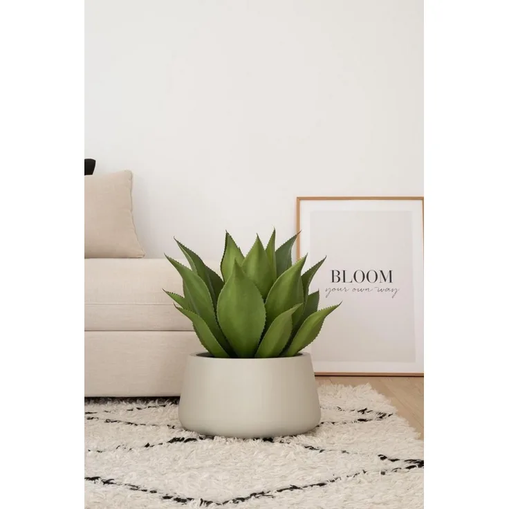 VIVANNO Blumentopf Fiberglas GORDO Rund - Creme (1 St), 38x21 cm