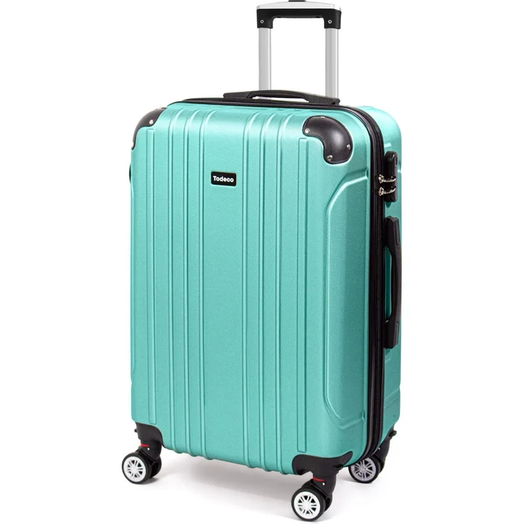 Todeco Mittelgroßer Koffer Trolley 68cm, Zwillingsrollen Reisekoffer Koffer Trolleys, 4 Rollen Leicht Hartschale aus ABS Aufgabegepäck, 68x45x26cm, 66 Liter, Helles Kieferngrün – Bild 1