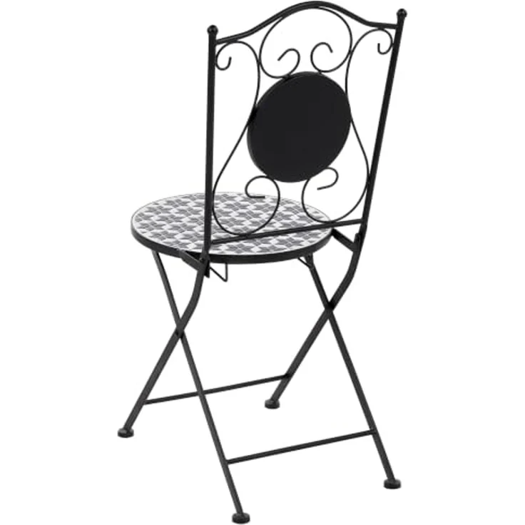 Gartenstuhl 2er Set SIROLO klappbar Metall Weiß Blau – Bild 6