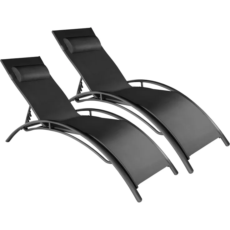 tectake Gartenliege 2er Set Gartenliege, Kombiset, 2 St, 2er, Textilene-Gewebe