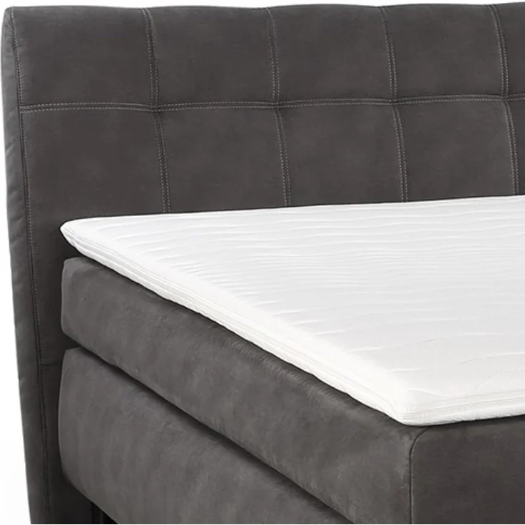 Boxspringbett 140x200cm Bonell-Federkernmatratze H2 Topper Mikrofaser Dunkelgrau – Bild 4