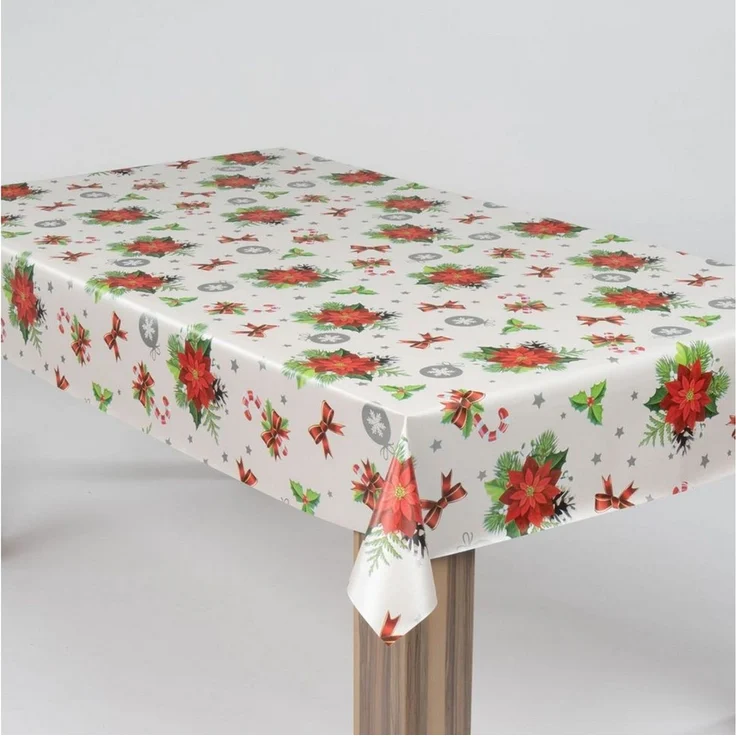 laro Tischdecke laro Wachstuch-Tischdecke Wachstischdecke Weihnachten Stern Mistel – Bild 2