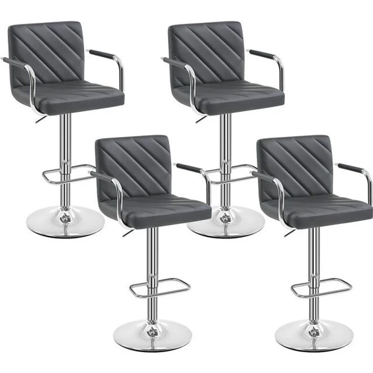 Yaheetech Barhocker 2/4-er Set (4 St), Höhenverstellbarer Barstuhl mit Armlehnen, Sitzhöhe 62,5 cm – 84,5 cm – Bild 4