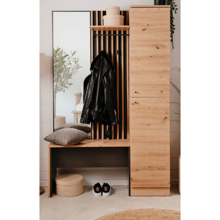 Kompaktgarderobe Madem in Artisan Eiche und Anthrazit 122 x 190 cm – Bild 1