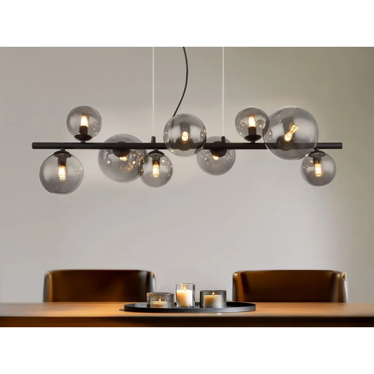 Hängeleuchte Esszimmer LED Hängelampe Rauchglas Pendelleuchte 56133-9H