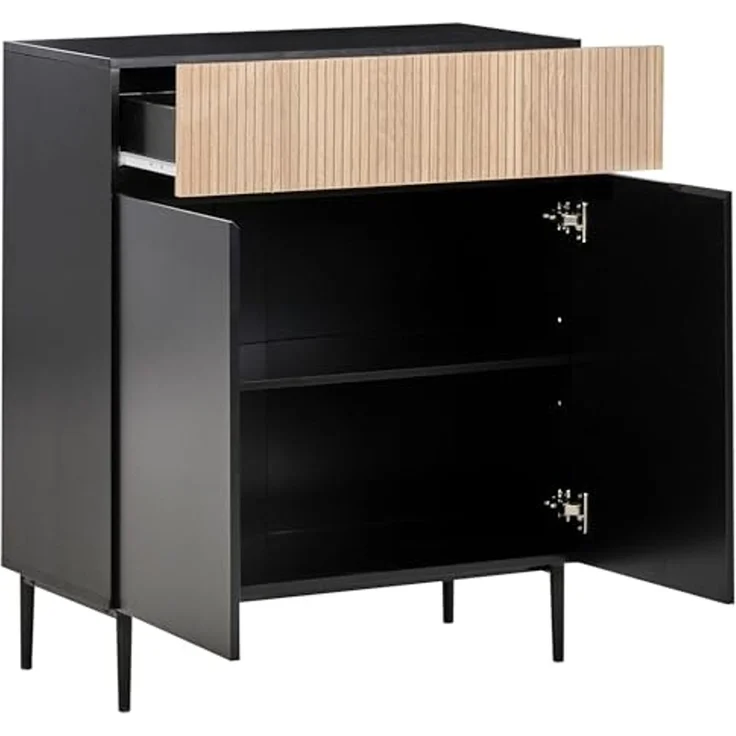 Sideboard mit 2 Türen BLYTHE Naturfarbene Esche Schwarz – Bild 4