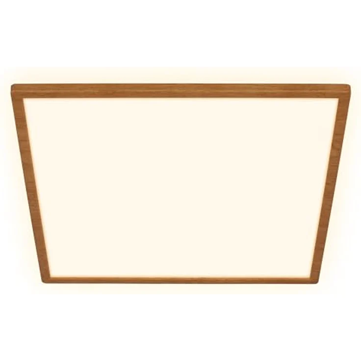 BRILONER - LED Deckenlampe mit indirektem Licht, flach, warmweißes Licht, Lampe, Deckenleuchte, Wohnzimmerlampe, LED Panel, Küchenlampe, Schlafzimmerlampe, 42x42x3 cm, Holzrahmen – Bild 2