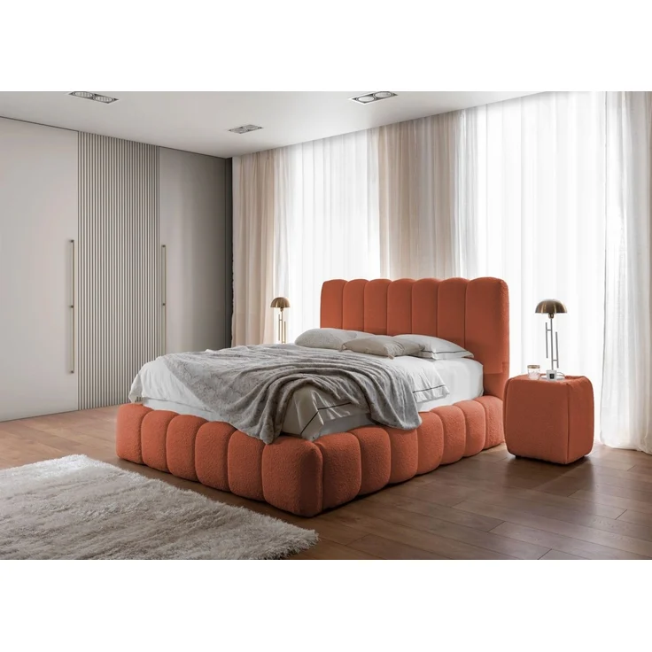 Polsterbett Doppelbett Set. 4 CARSON 120x200cm Stoff Catch Me Rostbraun – Bild 1