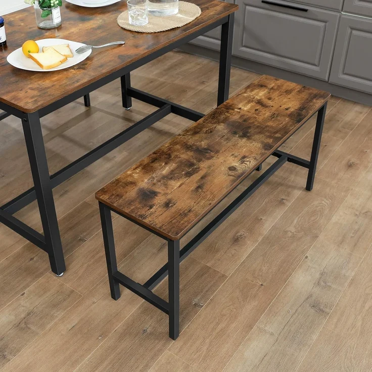 Vasagle Sitzbänke für Esszimmertisch, 2er Set, Küchenbänke, Esstischbänke, 108x32. 5x50 cm, Küche, Esszimmer, stabiles Eisengestell, Industrie-Design, Vintage, Dunkelbraun von Songmics KTB33X – Bild 6