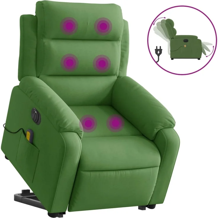 vidaXL Massagesessel mit Aufstehhilfe Elektrisch Hellgrün Samt 3205128 – Bild 2