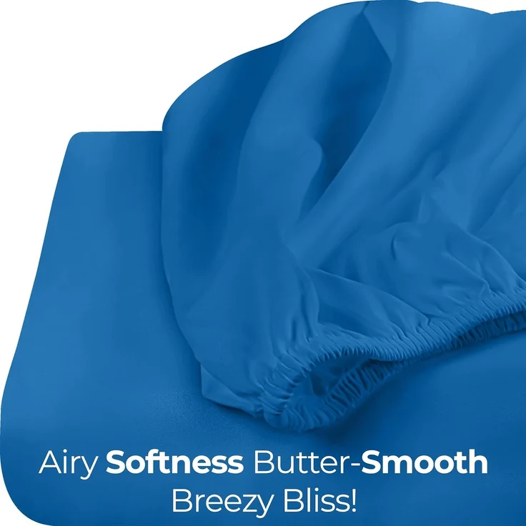 Utopia Bedding Queensize-Spannbettlaken, tiefe Taschen, weiche Mikrofaser, schrumpft und lichtbeständig, pflegeleicht, nur 1 Spannbetttuch, (Dusk Blue) – Bild 8