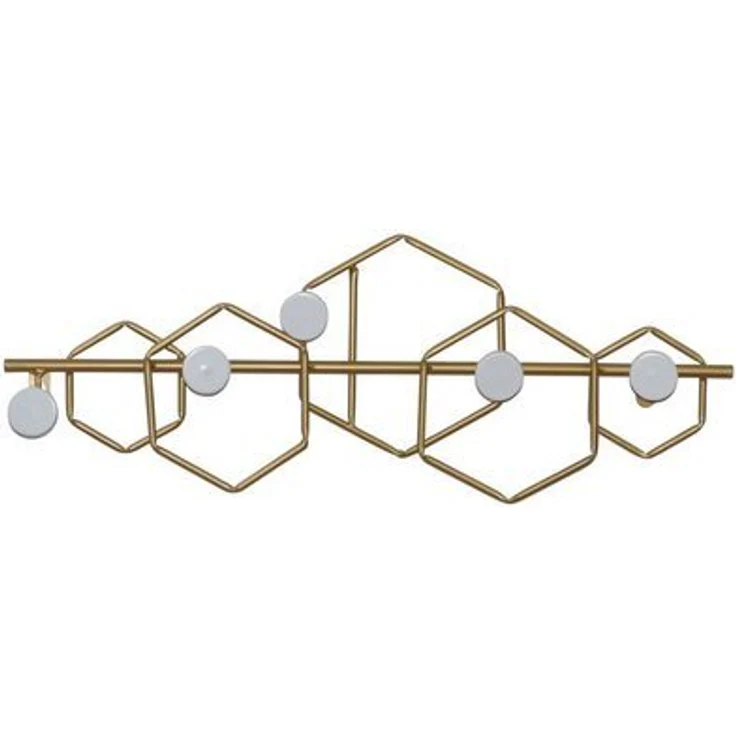 Wandgarderobe, Hakenleiste aus Metall mit 5 Haken, gold-weiß – Bild 3
