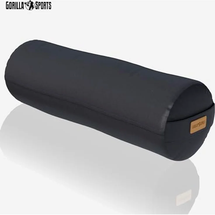 GORILLA SPORTS Yoga Bolster Yogakissen Ø20cm, aus 100% Baumwolle, mit Dinkelfüllung, Yogarolle, Waschbarer, mit Tragegriff, Yogakissen, für Restorative Yoga, Pilates – Bild 3