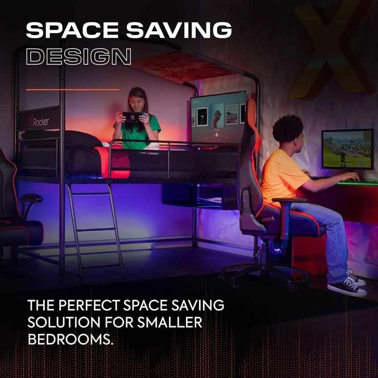 X Rocker Midsleeper Contra Gaming-Bett mit TV-Halterung für Kinder & Jugendliche - schwarz – Bild 5