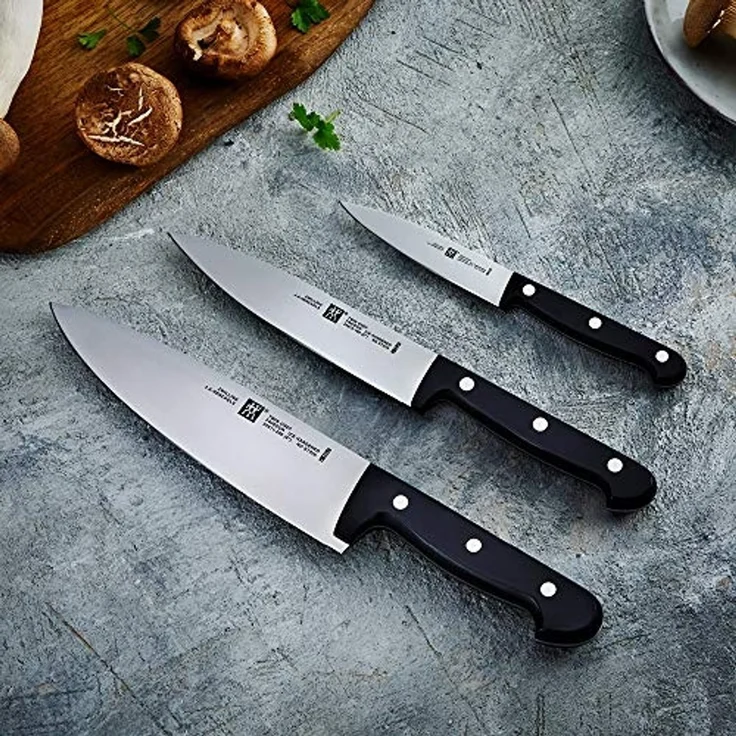 Zwilling Messer-Set TWIN Chef 2 (Set, 3-tlg, 1 Spickrmesser (10 cm), 1 Fleischmesser (16 cm), 1 Kochmesser (20 cm), Sonderschmelze, Ergonomisch, Robust, Langlebig – Bild 2
