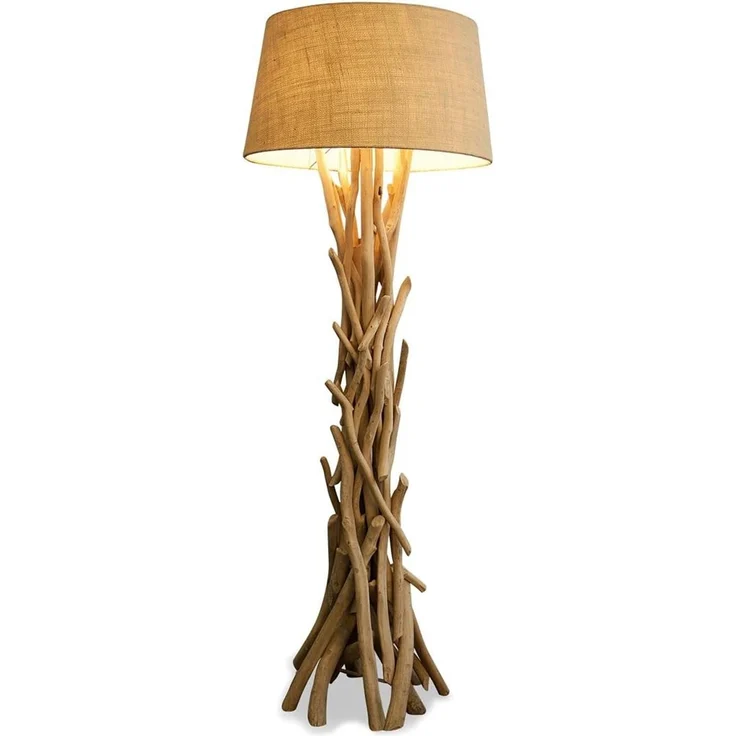 Levandeo® Stehlampe, Lampe Stehlampe 155cm Holz Holzlampe Unikat natur Treibholz