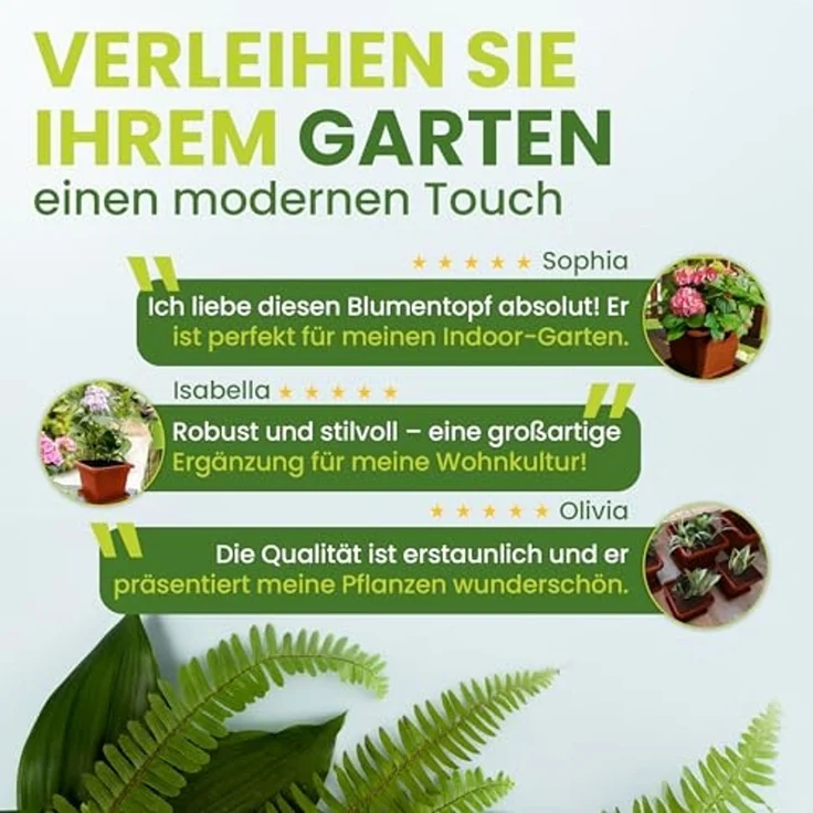 Centi Pflanzkübel Blumentopf Gross, Pflanzentopf Groß Außen Blumentopf mit Untersetzer (Set, 6 St, 40x40 cm aus Kunststoff in Terracotta), Pflanzkübel, Blumenkübel, Made in DE – Bild 7