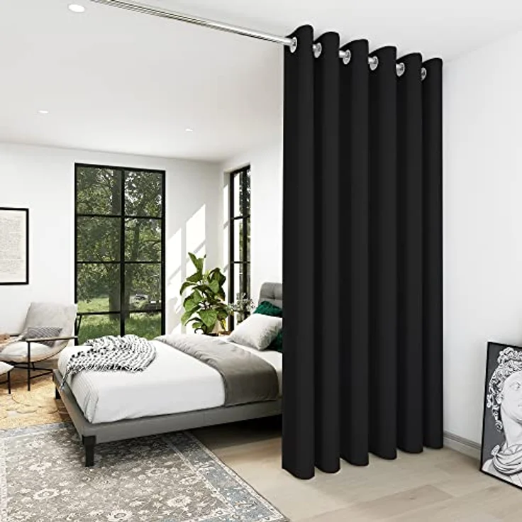 Deconovo Vorhänge Blickdicht Thermogardinen mit Ösen Übergardinen Schwarz | 1 Stück, H290 x B200 cm, Hitzeschutz, Sichtschutz für Wohnzimmer und Schlafzimmer, Blackout Curtain, Verdunkelungsvorhang – Bild 4