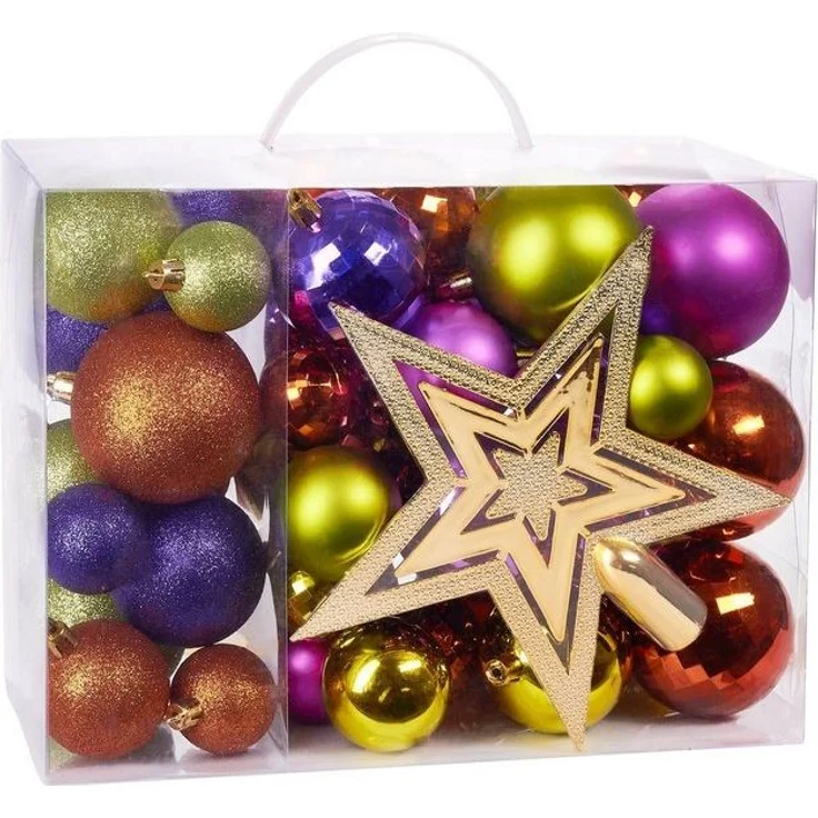 BRUBAKER Weihnachtsbaumkugel 50-teiliges Weihnachtskugel-Set mit Baumspitze, Christbaumschmuck aus Kunststoff, Weihnachtsdekoration edel und robust – Bild 4