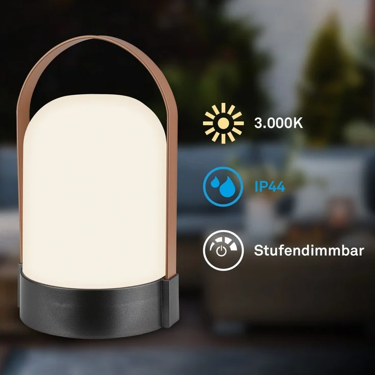 Briloner Leuchten LED Tischleuchte ASA BIG, LED fest integriert, Warmweiß, 14,5x13,5x24 cm, Indoor/Outdoor, Balkon, Terrasse, Wohnzimmer – Bild 1