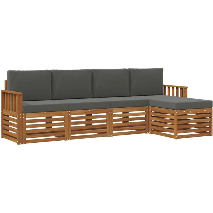 vidaXL Outdoor-Sofagarnitur 5 stk. 5-Sitzer Natur und Anthrazit 3374642 – Bild 2