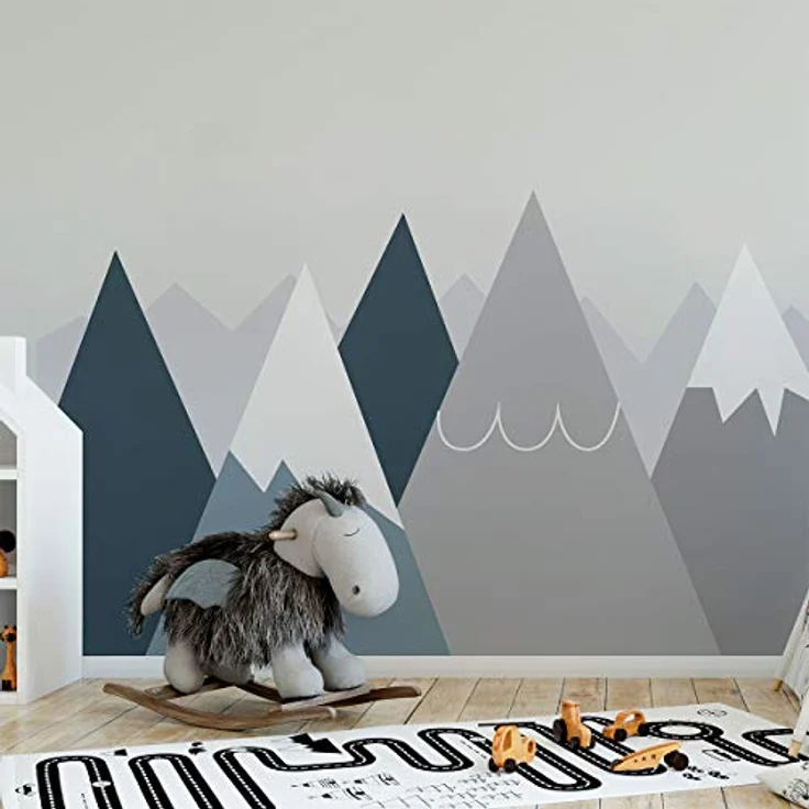 Wandaufkleber, selbstklebend, für Kinder, Riesen-Dekoration, skandinavische Berge für Kinderzimmer, Anouka, 100 x 240 cm – Bild 1