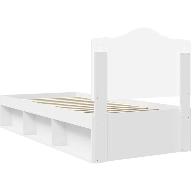 vidaXL Bettrahmen mit Kopfteil Weiß 90 x 190 cm Massives Kiefernholz 3413362 – Bild 8
