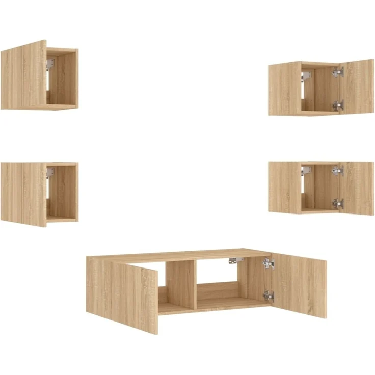 vidaXL 5-tlg. TV-Wohnwand mit LED-Leuchten Sonoma-Eiche 3216862 – Bild 6