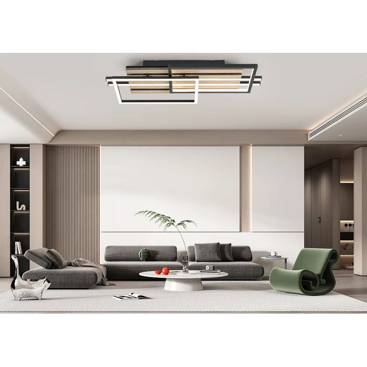 Novel 'AMURAPAR' LED-Deckenleuchte, Aluminium braun/schwarz, 65 x 30 x 8 cm, Warmweiß – Bild 4