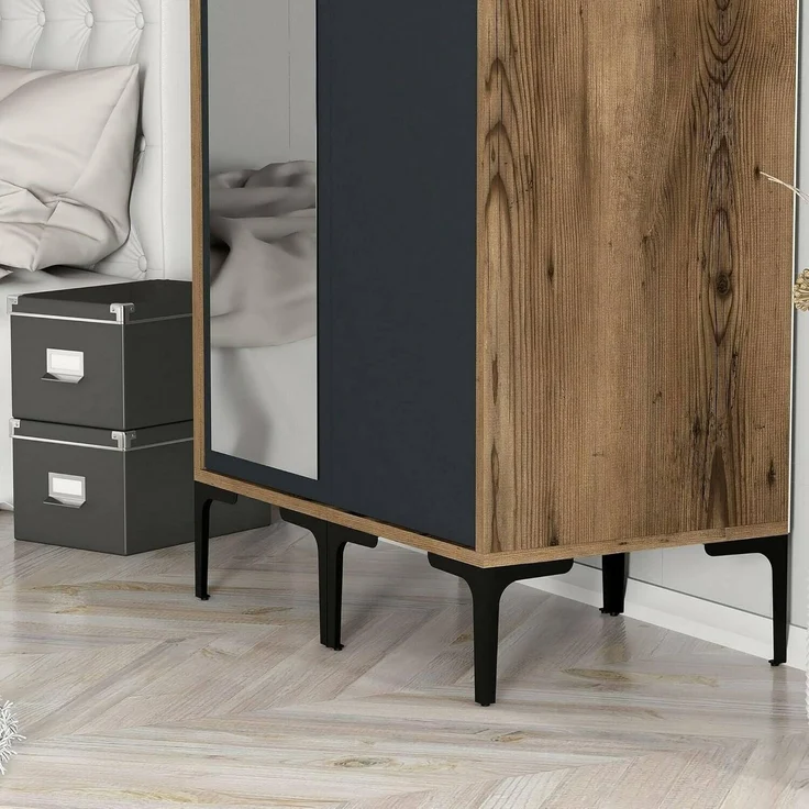 Dmora Garderobe 2 Türen Alhena 80x201,4 H cm Braun Kleiderstange – Bild 4