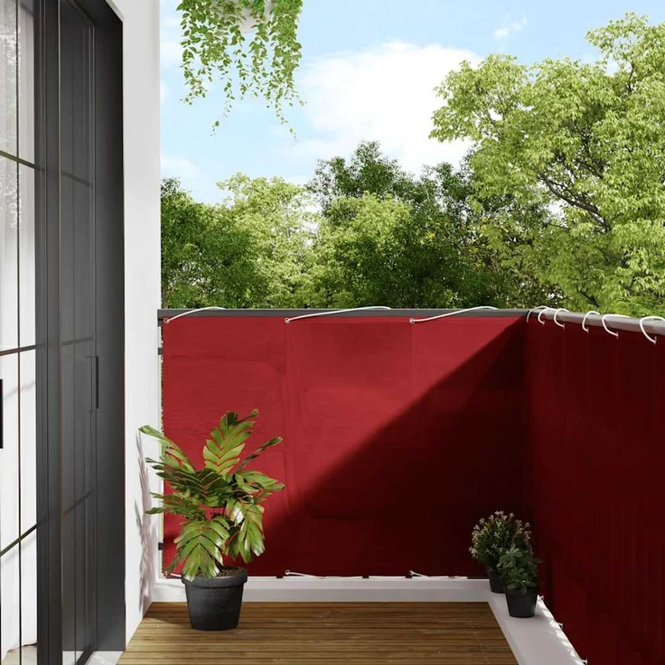 vidaXL Balkon-Sichtschutz Rot 120x700 cm 100% Polyester-Oxford 42002135 – Bild 1