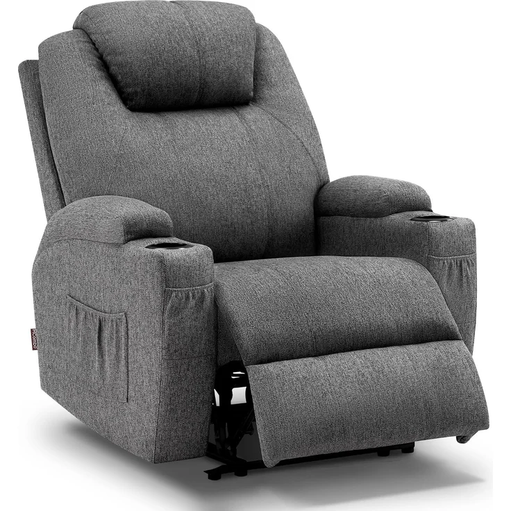 MCombo Elektrisch Relaxsessel Massagesessel Fernsehsessel 7061, mit Liegefunktion, mit Vibration Heizung, Stoff, Grau, 92 x 92 x 109 cm – Bild 1