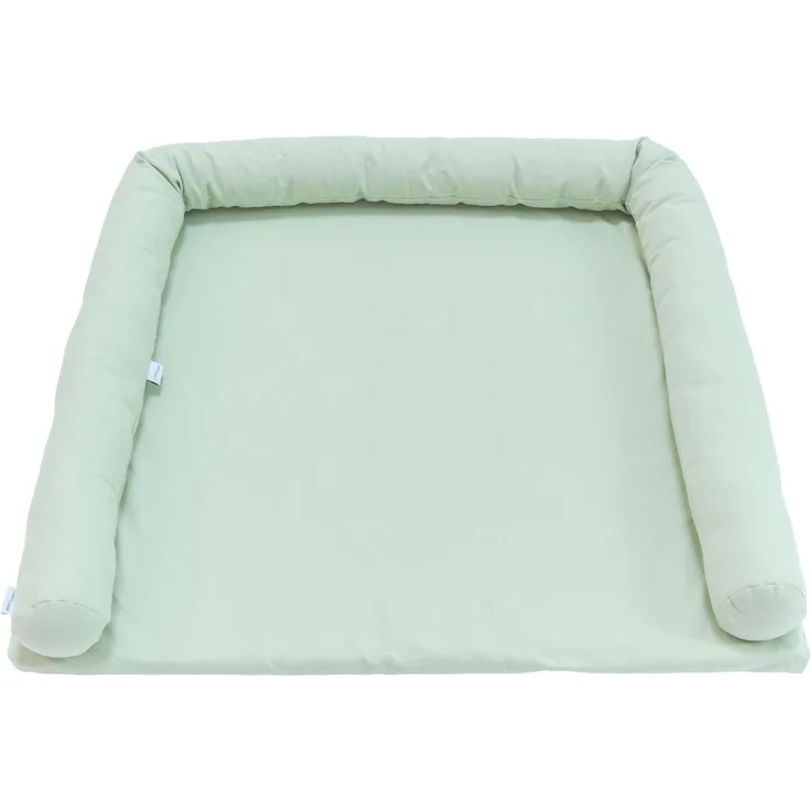 LIMMALAND Wickelauflage 76 × 79 cm mit Wickeltischumrandung – aus 100% Baumwolle, waschbar, sanfter Liegekomfort (Eukalyptus Light, Wickelauflage)