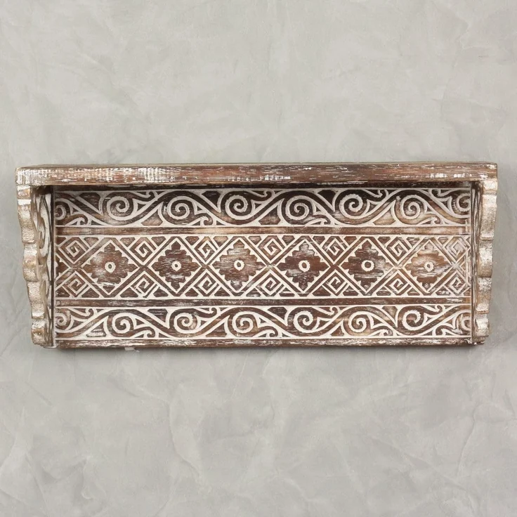 Oriental Galerie Wandregal Wandregal Wandbrett beidseitig verwendbar braun, Hängeregal Schweberegal Wandboard zum aufhängen Dekoregal – Bild 4