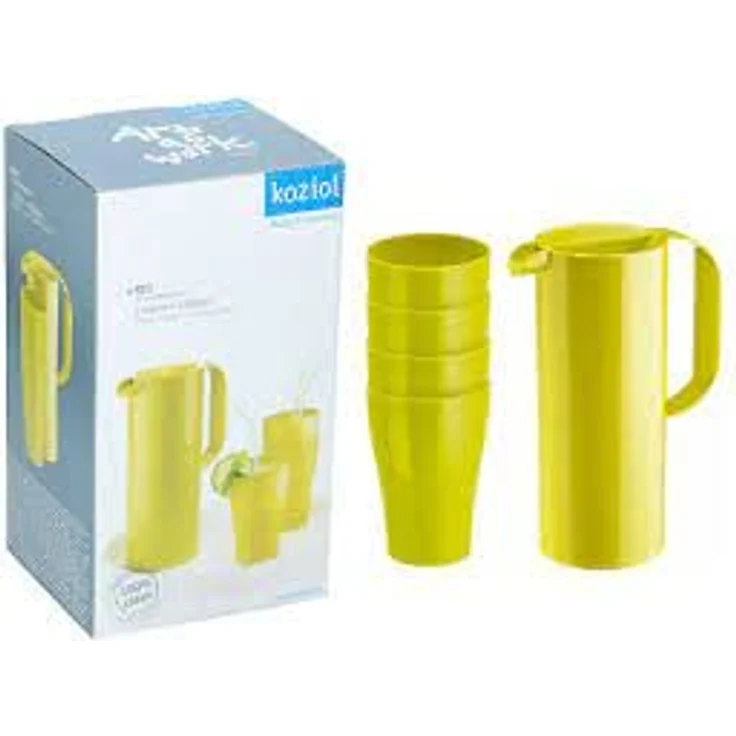 habeig Kanne Kanne Koziol mit Deckel und 4 Bechern - 5 tlg. Set Camping Grün 1,5 L – Bild 4