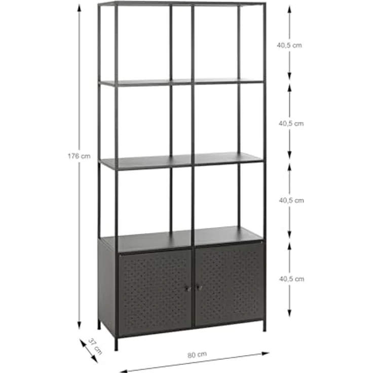 XXXL Xxxl Regal, Schwarz, Metall, 2 Fächer, 80x175x35 cm, für Wohnzimmer und Bücherregale – Bild 3