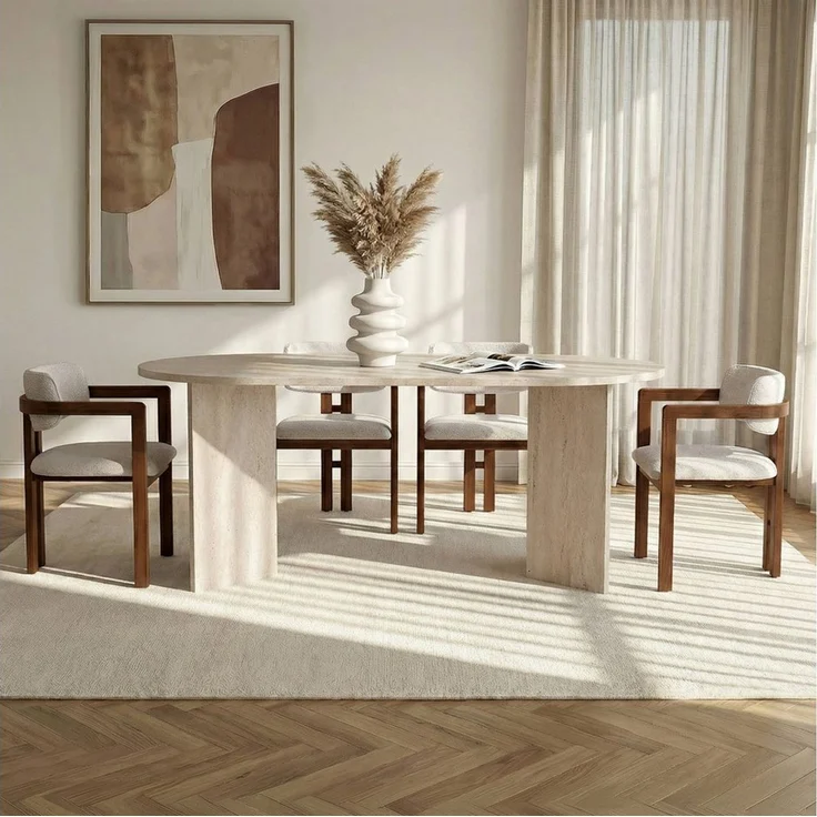 Skye Decor Essgruppe Sablin Modern 4 Japandi Set, (Set, 5-tlg, 1 Tish,4 Stühle), bestenend aus 4 Stühl und 1 Tish Modern Esszimmer Set – Bild 2