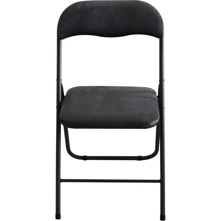 Metall Klappstuhl mit Samtbezug schwarz gepolstert Beistellstuhl Camping – Bild 2