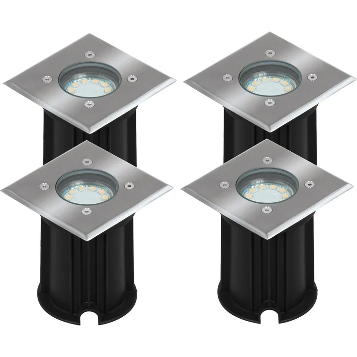 4er-Set LED-Bodeneinbaustrahler Outdoor, eckig, befahrbar, max 800 kg Last, IP65 – Bild 1